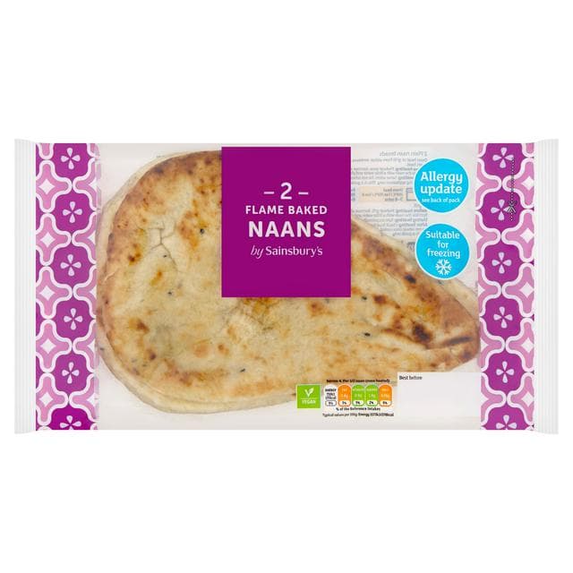 Sainsbury's Flamebaked Plain Naans x2 260g - gallery image 1