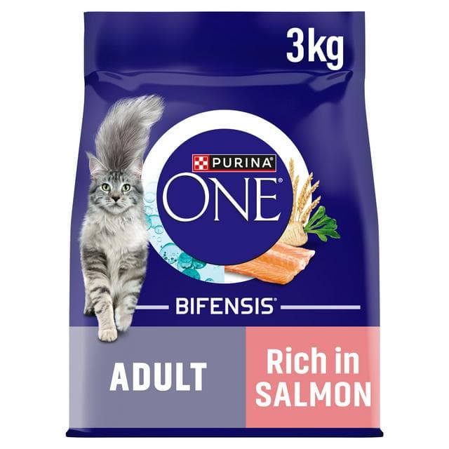 Purina One Adult Dry Cat Food Salmon & Wholegrain 3kg - gallery image 1