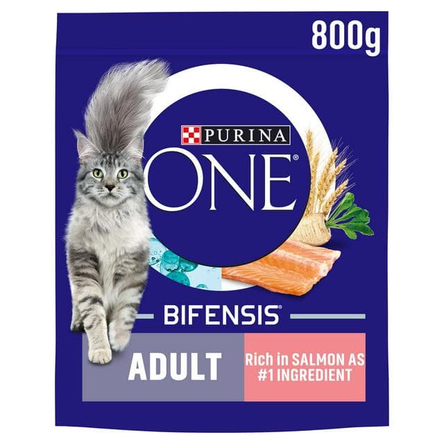 Purina One Adult Dry Cat Food Salmon & Wholegrain 800g - gallery image 1