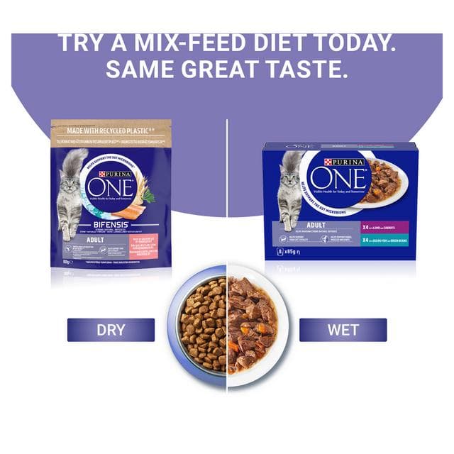 Purina One Adult Dry Cat Food Salmon & Wholegrain 800g - gallery image 2