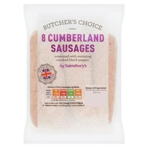 Sainsbury's Butcher's choice Cumberland British Pork Sausage x8 454g