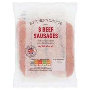 Sainsbury's Butcher's Choice British Fresh Beef Sausages x8 454g