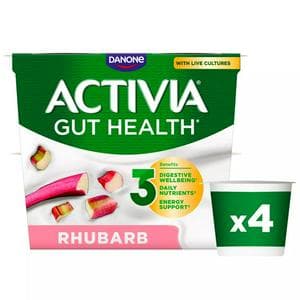 Activia Rhubarb Gut Health Fruit Yoghurt Multipack 4 x 115g