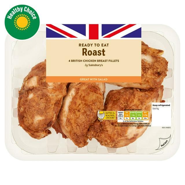 Sainsbury's Roast Boneless Cooked British Chicken Breast x4 480g - gallery image 1