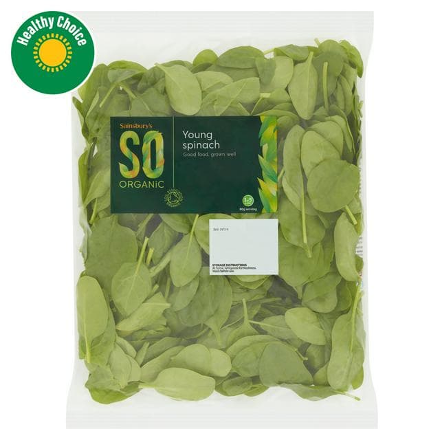 Sainsbury's Young Spinach, SO Organic 200g - gallery image 1