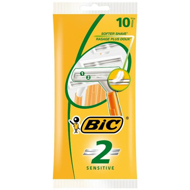 BIC 2 Sensitive Disposable Mens Razor 10 Pack - gallery image 1