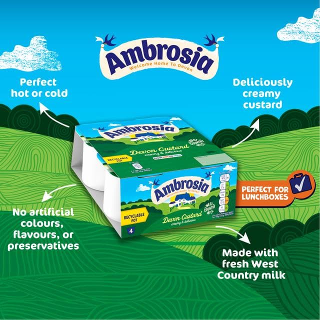 Ambrosia Devon 4 x 120g Custard Dessert Snack Pots - gallery image 2