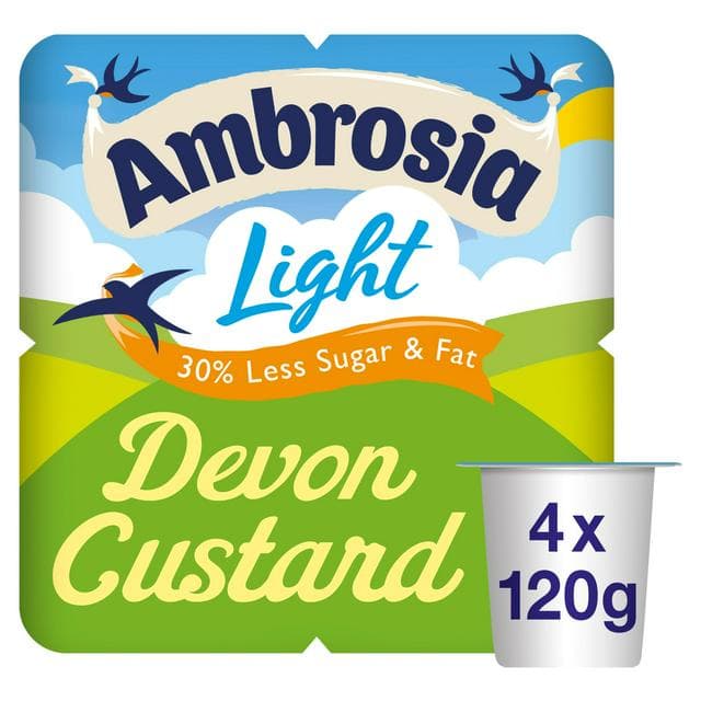 Ambrosia Light 4 x 120g Low Fat & Reduced Sugar Custard Dessert Snack Pots - gallery image 1