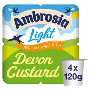 Ambrosia Light 4 x 120g Low Fat & Reduced Sugar Custard Dessert Snack Pots