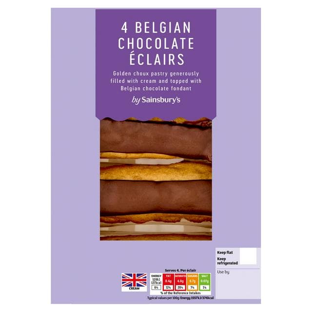 Sainsbury's Belgian Chocolate Eclairs 4x34g - gallery image 1