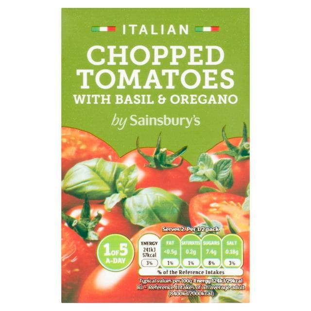 Sainsbury's Chopped Tomatoes With Basil & Oregano 390g - gallery image 1