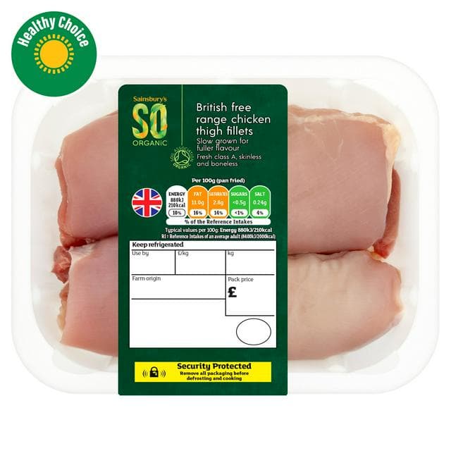 Sainsbury's (Approx. 360g) British Free Range Chicken Thigh Fillets, SO Organic - gallery image 1