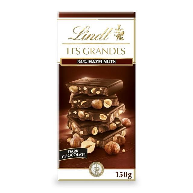 Lindt Les Grandes Dark Chocolate Hazelnut Bar 150g - gallery image 1
