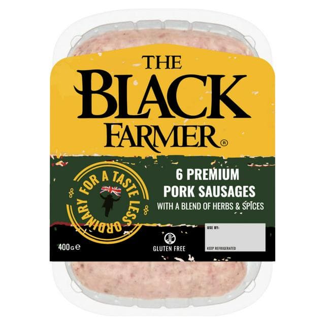 Black Farmer Premium Pork Sausages, Gluten Free x6 400g - gallery image 1