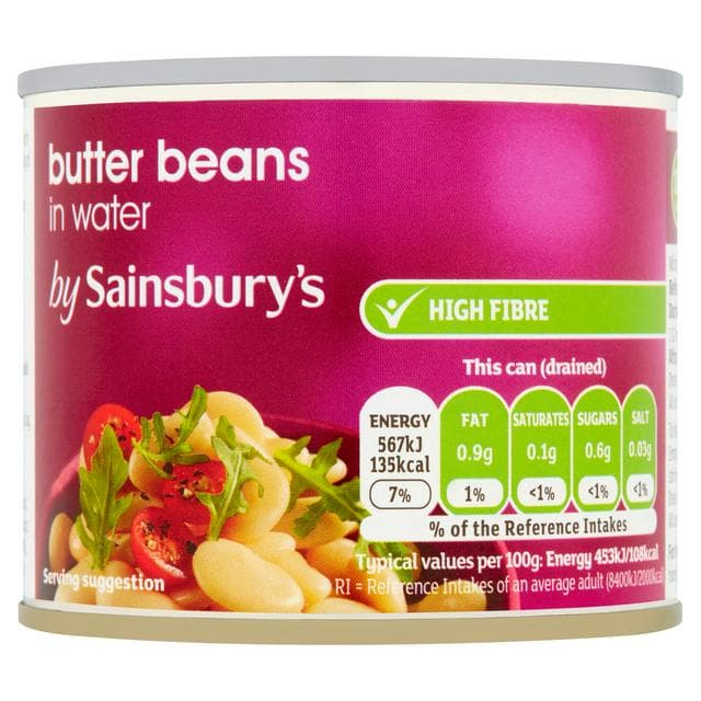 Sainsbury's Butter Beans In Water 215g (125g*) - gallery image 1