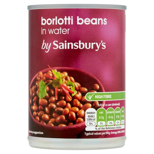 Sainsbury's Borlotti Beans In Water 400g (235g*) - gallery image 1