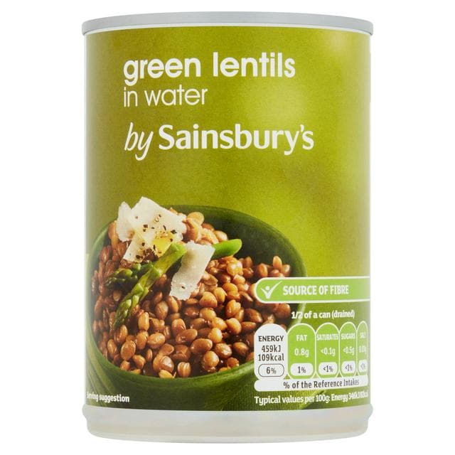 Sainsbury's Green Lentils In Water 400g (265g*) - gallery image 1