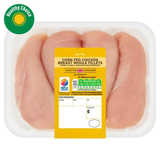 Sainsbury's (Approx. 695g) British Corn Fed Chicken Breast Fillets - gallery image 1