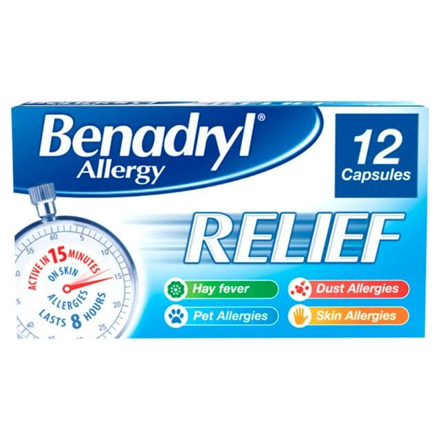 Benadryl Allergy Relief Capsules Fast Acting Antihistamine Capsules x12 - gallery image 1