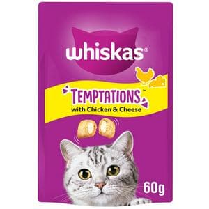 Whiskas Temptations Adult Cat Treat Biscuits with Chicken & Cheese 60g