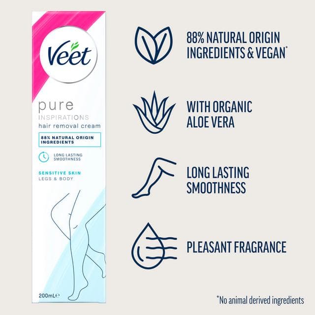 Veet Pure Hair Wax Cream Body & Legs for Sensitive Skin 200ml - gallery image 2