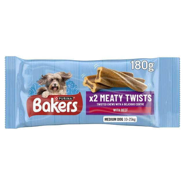 Bakers Meaty Twists Medium Beef Dog Chews 180g - gallery image 1