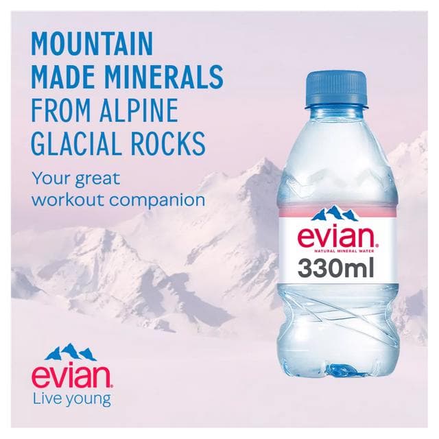 Evian Natural Bottled Mineral Still Water 12x330ml - gallery image 2