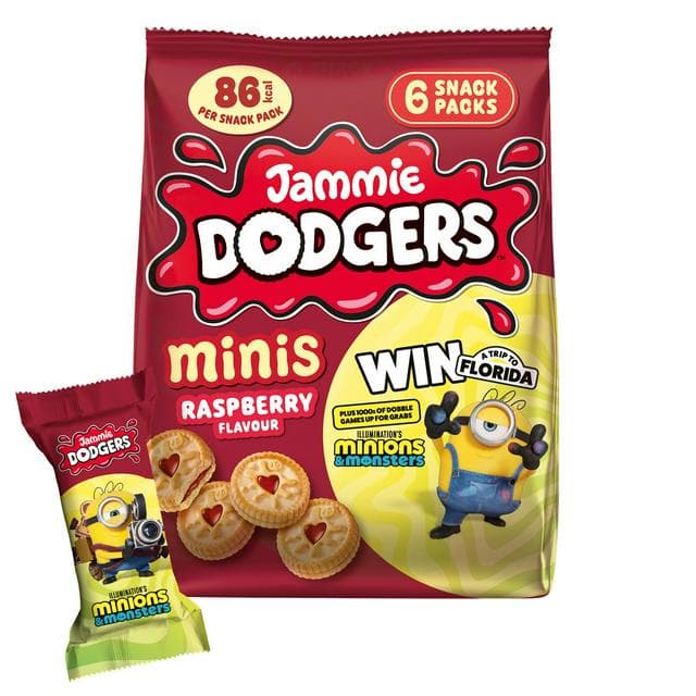 Jammie Dodgers 6 Snack Packs Minis Raspberry Flavour Biscuits - gallery image 1