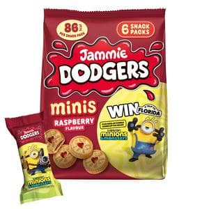 Jammie Dodgers 6 Snack Packs Minis Raspberry Flavour Biscuits