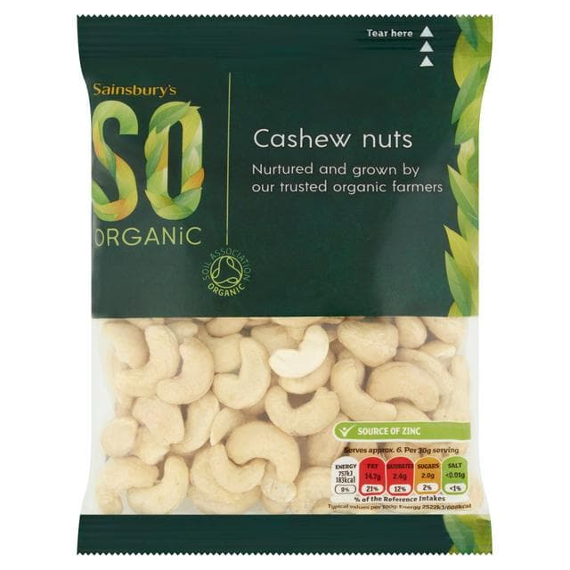 Sainsbury's Cashew Nuts, SO Organic 200g - gallery image 1