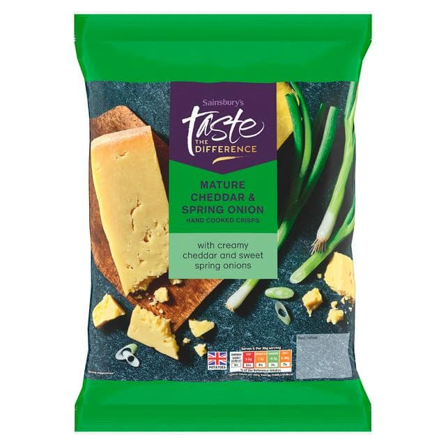 Sainsbury's Cheddar & Spring Onion Crisps, Taste the Difference 150g - gallery image 1