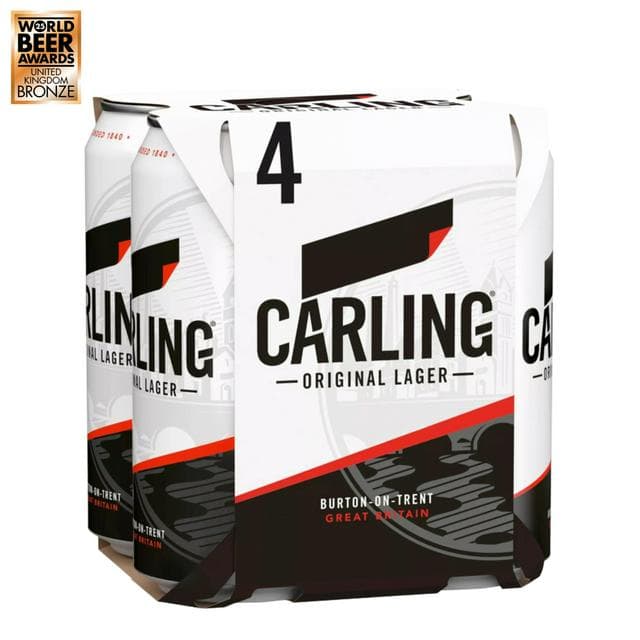Carling Original Lager Beer Cans x4 440ml - gallery image 1
