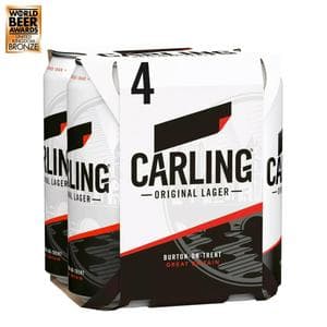 Carling Original Lager Beer Cans x4 440ml