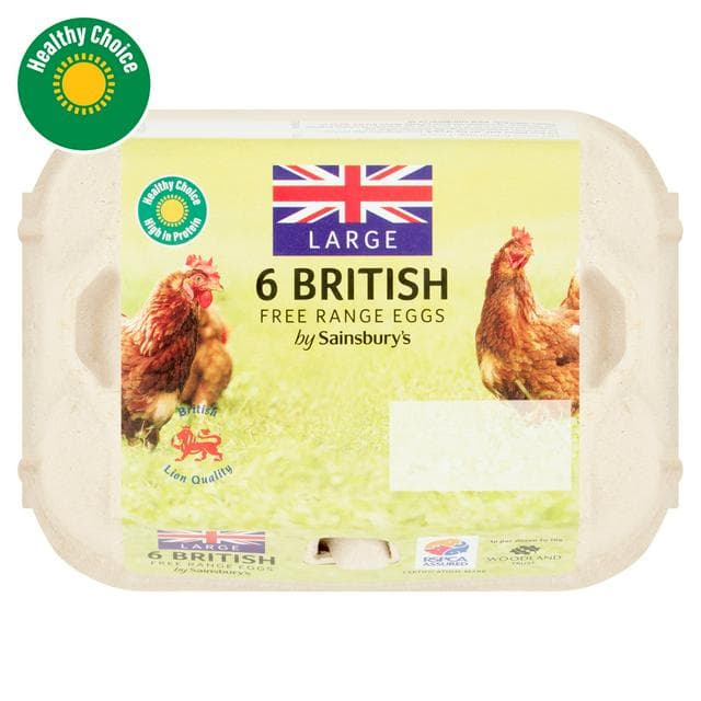 Sainsbury's British Free Range Eggs Large x6 - gallery image 1