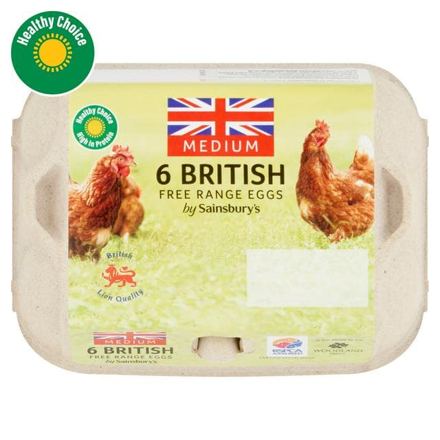 Sainsbury's British Free Range Eggs Medium x6 - gallery image 1