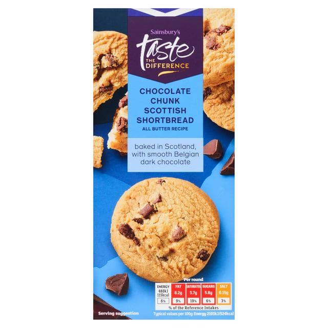 Sainsbury's Chocolate Chunk Scottish Shortbread, Taste the Difference 175g - gallery image 1