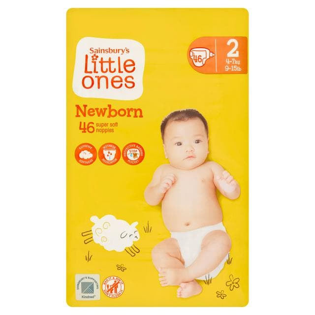 Sainsbury's Little Ones Size 2 Newborn 46 Nappies - gallery image 1