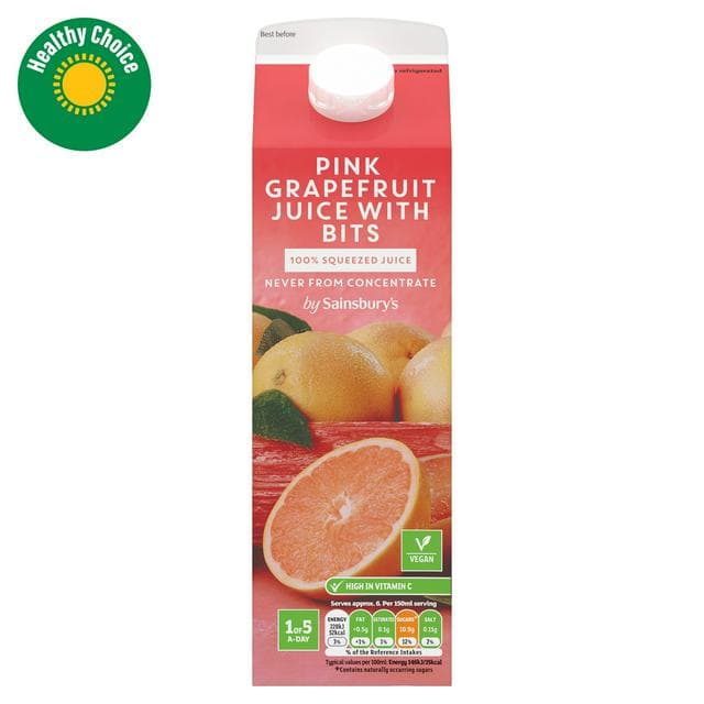 Sainsbury's 100% Pure Squeezed Pink Grapefruit Juice, Not From Concentrate 1L - gallery image 1