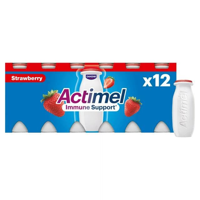 Actimel Strawberry Cultured Yogurt Drink 12x100g - gallery image 1