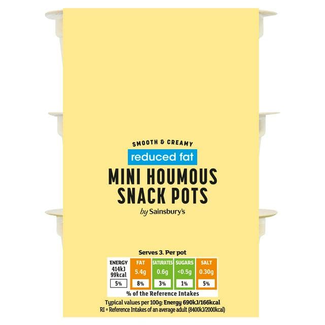 Sainsbury's Mini Houmous Snack Pots, Be Good To Yourself 3x60g - gallery image 1
