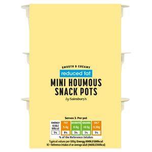 Sainsbury's Mini Houmous Snack Pots, Be Good To Yourself 3x60g