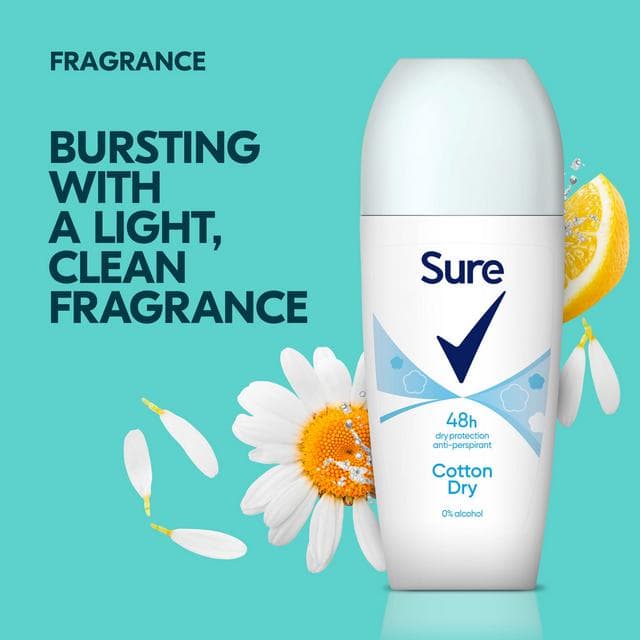 Sure Women Anti-Perspirant Roll-On Deodorant, Cotton Dry 50ml - gallery image 3