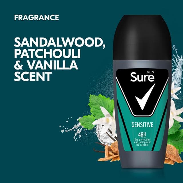 Sure Men 50ml Sensitive 48h Antiperspirant Roll On Deodorant - gallery image 3