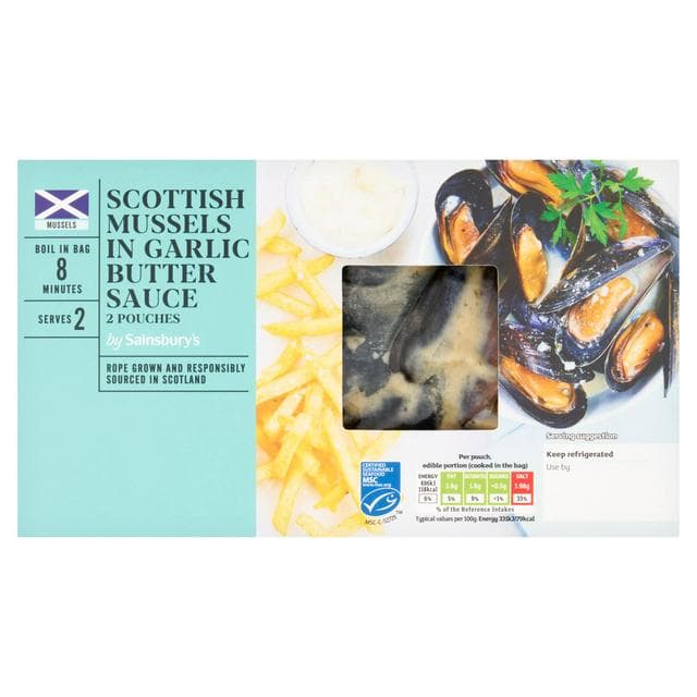 Sainsbury's Scottish MSC Mussels in Garlic Butter 500g (Serves x2) - gallery image 1