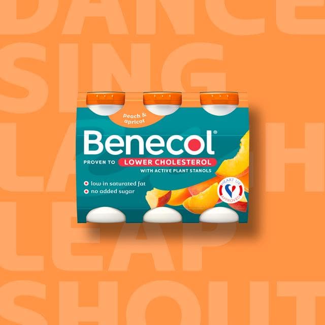 Benecol Peach & Apricot No Added Sugar Yogurt Drink 6x67.5g - gallery image 4