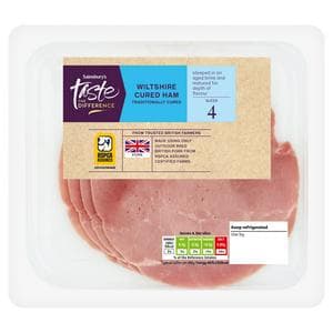 Sainsbury's British Wiltshire Cured Ham x4 slices, Taste the Difference 120g