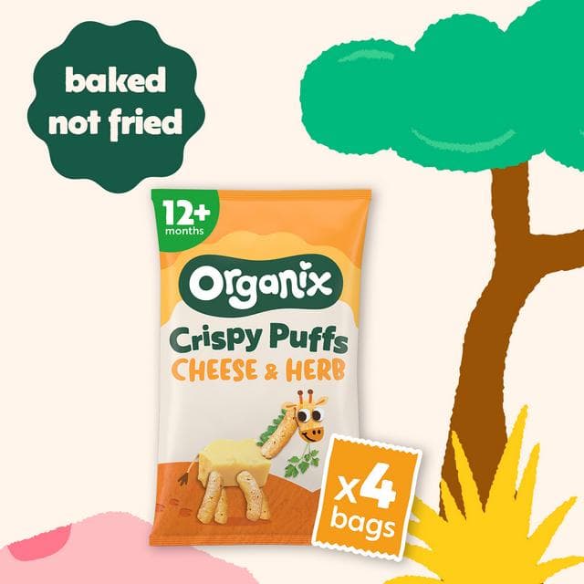 Organix 4 x 15g 12 months+ Cheese & Herb Organic Crispy Multipack Toddler Puffs - gallery image 3