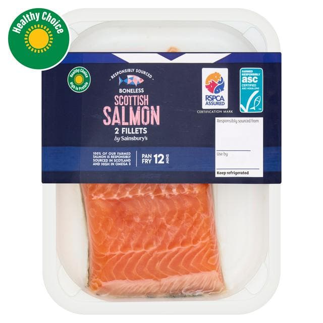 Sainsbury's Skin on ASC Scottish Salmon Fillets x2 240g - gallery image 1