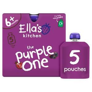 Ella's Kitchen Organic the Purple One Smoothie Multipack Baby Food Pouch 6+ Months 5x90g