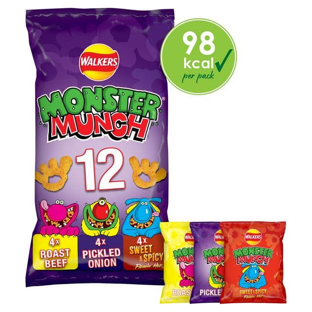 Walkers Monster Munch Variety Multipack Crisps Snacks 12x20g - gallery image 1